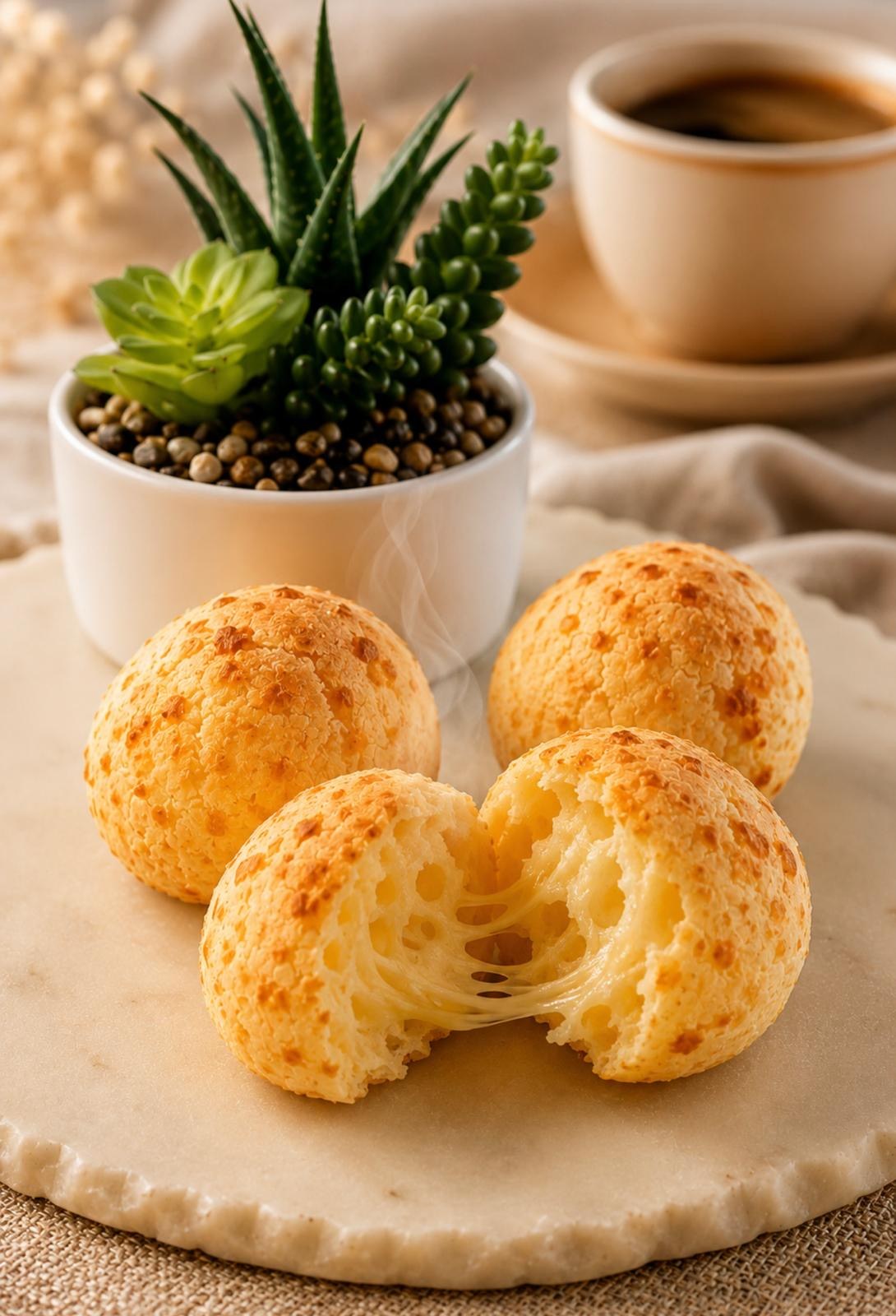 Golden cheese bread torn open, showing the melted cheese inside