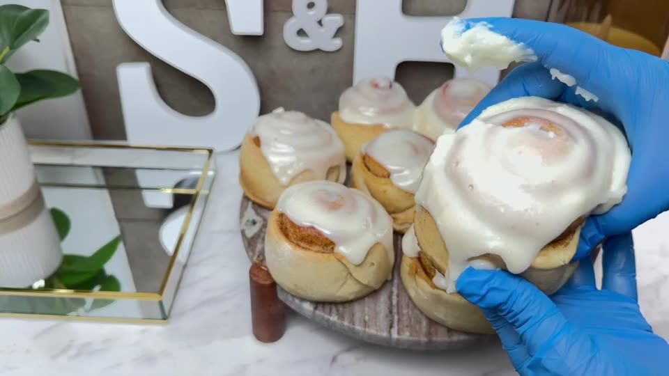 Freshly iced cinnamon rolls